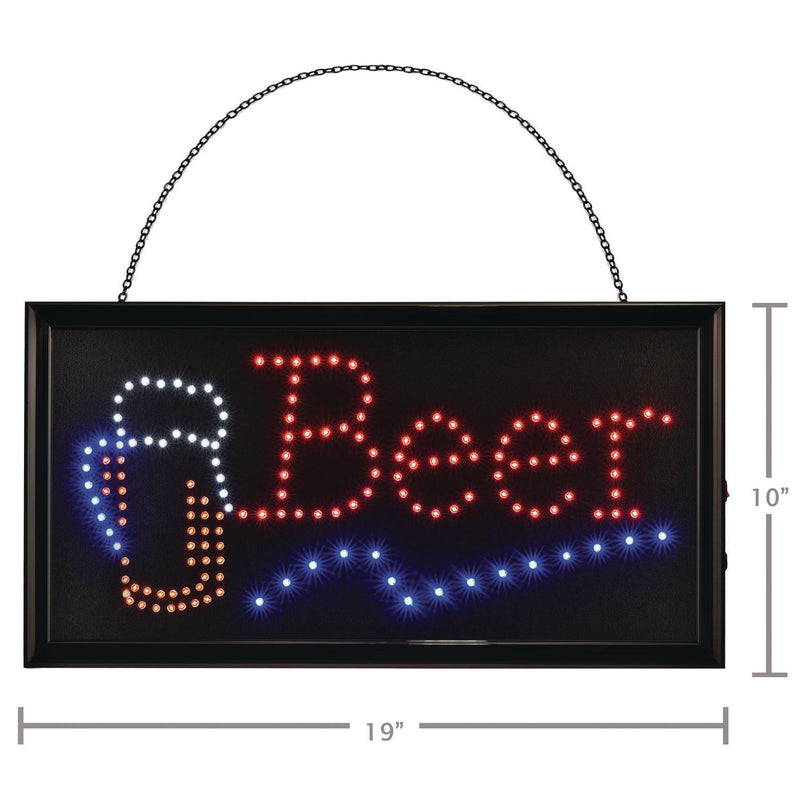 Alpine Industries LED Rectangular Beer Sign, 19 x 10, Black Frame, Blue/Green/Orange/Red/White Graphics (ALHALP49714) Each