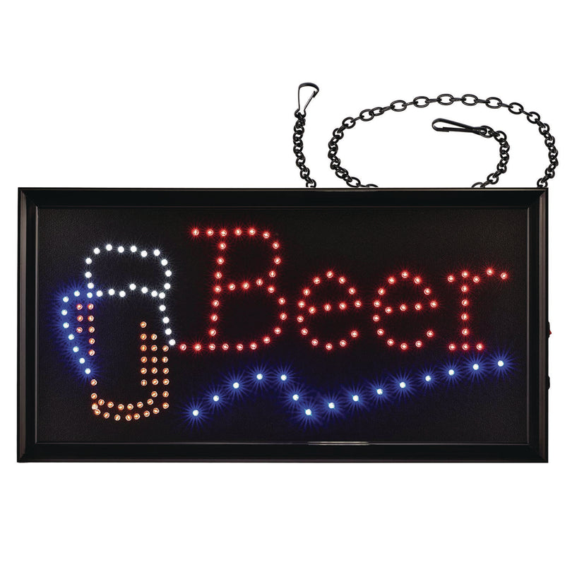 Alpine Industries LED Rectangular Beer Sign, 19 x 10, Black Frame, Blue/Green/Orange/Red/White Graphics (ALHALP49714) Each