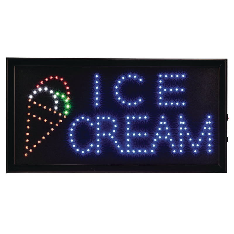 Alpine Industries LED Rectangular Ice Cream Sign, 19 x 10, Black Frame, Blue/Green/Orange/Red/White Graphics (ALHALP49713) Each