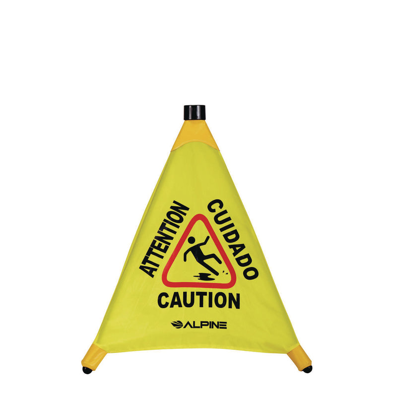 Alpine Industries Tri-fold Multi-Lingual Pop-Up Wet Floor Sign, 2.95 x 2.55 x 20, Yellow (ALHALP49820) Each