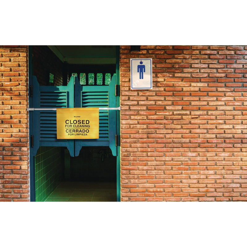 Alpine Industries Safety Hanging Sign with Multi-Lingual Closed for Cleaning Imprint, 30.12 x 1.57 x 1.57, Yellow (ALHALP498HAN) Each