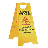 Alpine Industries Bilingual Caution Wet Floor Sign, 11.8 x 0.7 x 24.6, Yellow, 3/Carton (ALHALP4993) Case of 3