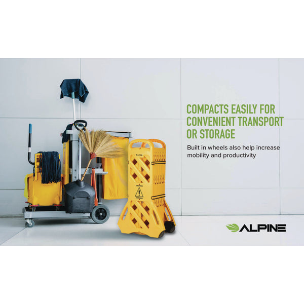 Alpine Industries Expandable Portable Fence Barrier Safety Barricade, Plastic, 1.97 x 153.54 x 39.76, Yellow (ALHALP499BAR) Each