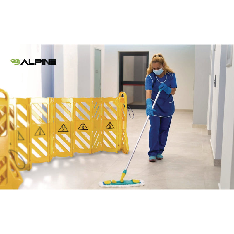 Alpine Industries Expandable Portable Fence Barrier Safety Barricade, Plastic, 1.97 x 153.54 x 39.76, Yellow (ALHALP499BAR) Each