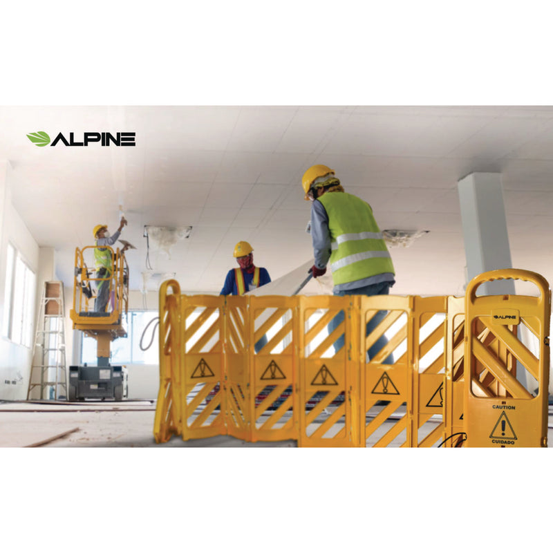 Alpine Industries Expandable Portable Fence Barrier Safety Barricade, Plastic, 1.97 x 153.54 x 39.76, Yellow (ALHALP499BAR) Each