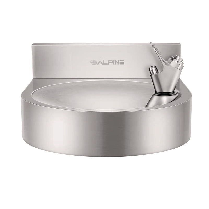 Alpine Industries Wall-Mounted Indoor/Outdoor Water Fountain, Single-Level, Non-Filtered, Non-Refrigerated, Silver (ALHALP70001) Each