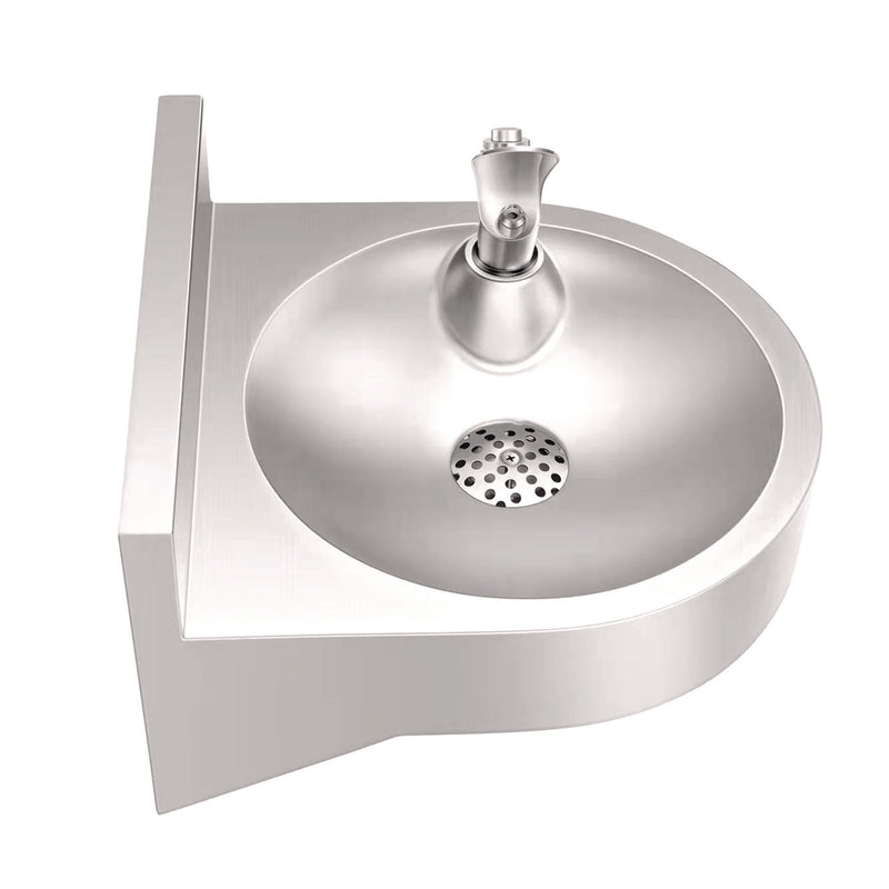 Alpine Industries Wall-Mounted Indoor/Outdoor Water Fountain, Single-Level, Non-Filtered, Non-Refrigerated, Silver (ALHALP70001) Each