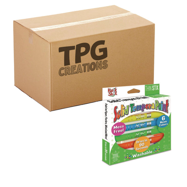 TPG Creations™ Thin Stix Tempera Paint Set, 6 Assorted Neon Colors, 6/Set, 24 Sets/Carton (TPG61624) Case of 24