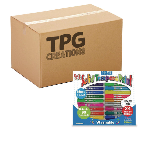 TPG Creations™ Thin Stix Tempera Paint Set, 12 Assorted Metallic Colors, 24/Set, 6 Sets/Carton (TPG62006) Case of 6