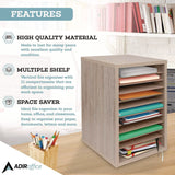 AdirOffice 11 Compartment Wood Mail Paper Sorter Literature Organizer, 11 Sections, Letter Size, 10.75 x 11.75 x 16.2, Medium Oak (ALHI50011MEO) Each