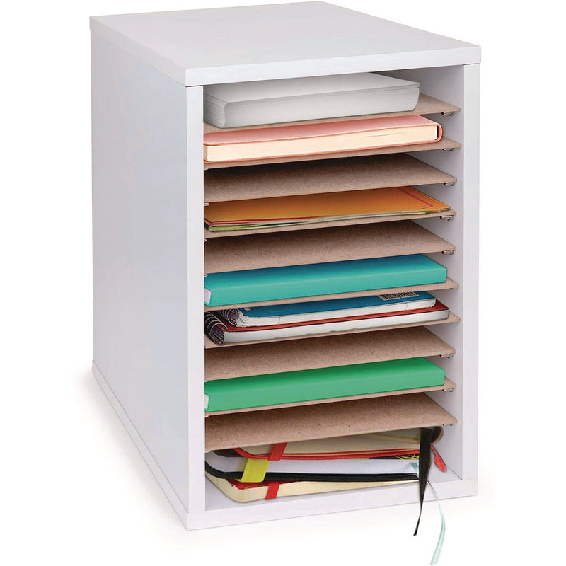 AdirOffice 11 Compartment Wood Mail Paper Sorter Literature Organizer, 11 Sections, Letter Size, 10.75 x 11.75 x 16.2, White (ALHI50011WHI) Each