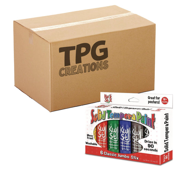 TPG Creations™ Kwik Stick Tempera Paint, 6 Assorted Classic Colors, 6/Pack, 12 Packs/Carton (TPG64612) Case of 12