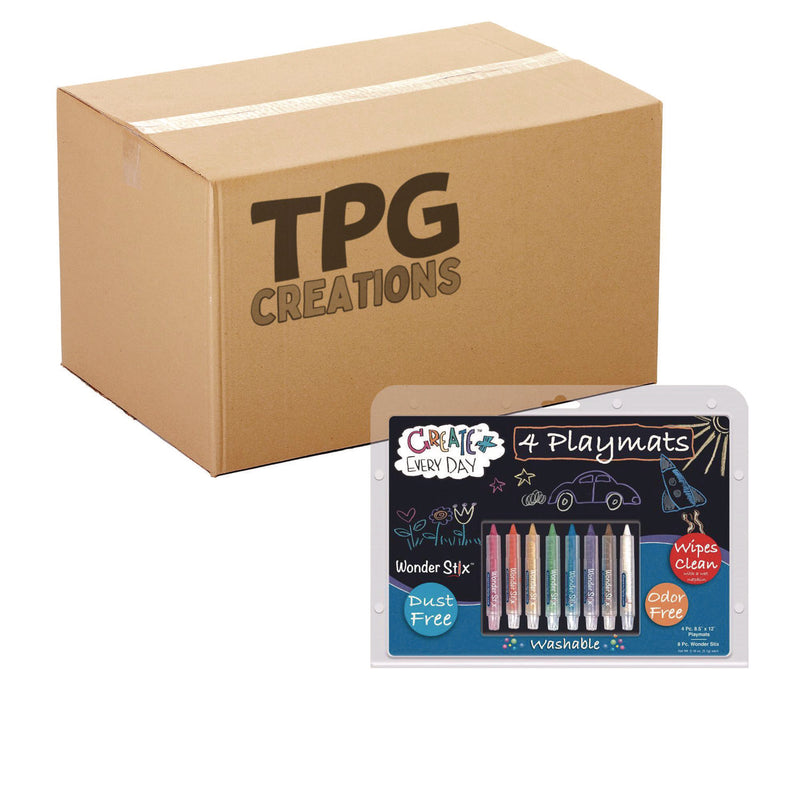 TPG Creations™ Wonder Stix Playmat Kit, 8 Assorted Pastel Wonderstix and 4 Playmats/Pack, 12 Packs/Carton (TPG64812) Case of 12