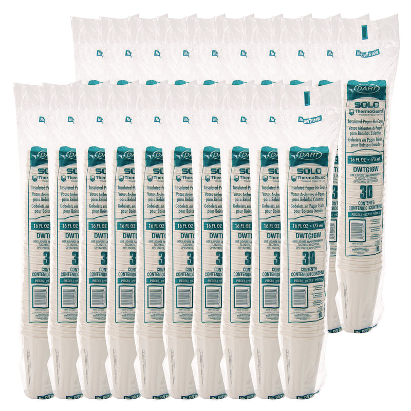 SOLO® Thermoguard Insulated Paper Hot Cups, 16 oz, White Sustainable Forest Design, 600/Carton (SCCDWTG16W) Case of 600