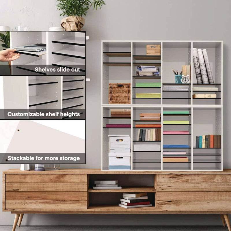 AdirOffice Wood Adjustable 36 Compartment Literature Organizer, 36 Sections, Letter Size, 39.3 x 11.8 x 23.9, White (ALHI50036WHI) Each