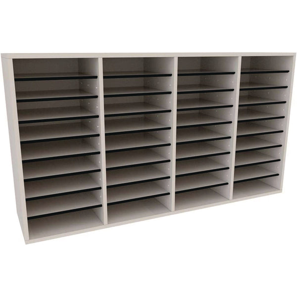 AdirOffice Wood Adjustable 36 Compartment Literature Organizer, 36 Sections, Letter Size, 39.3 x 11.8 x 23.9, White (ALHI50036WHI) Each