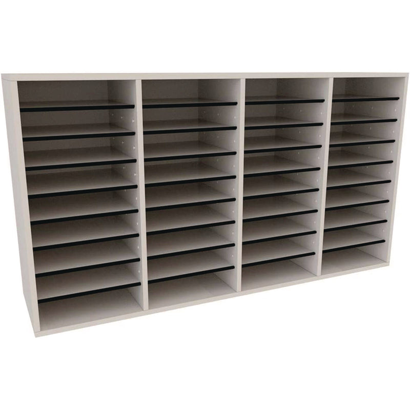 AdirOffice Wood Adjustable 36 Compartment Literature Organizer, 36 Sections, Letter Size, 39.3 x 11.8 x 23.9, White (ALHI50036WHI) Each