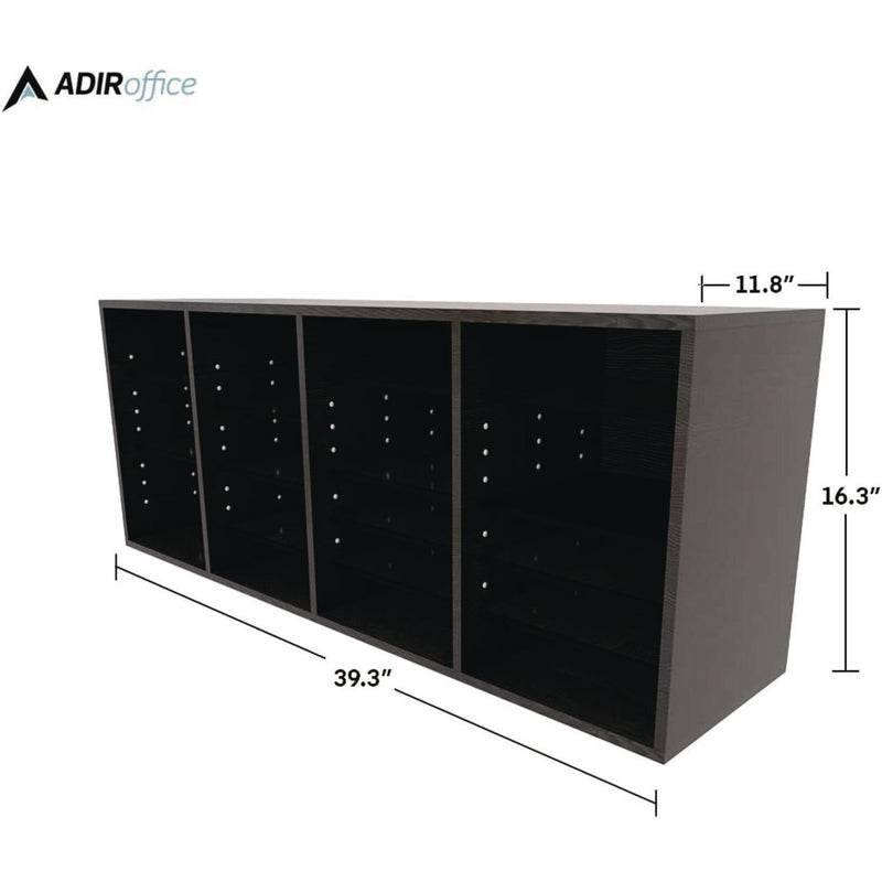 AdirOffice Wood Adjustable 24 Compartment Literature Organizer, 24 Sections, Letter Size, 39.3 x 11.8 x 16.3, Black (ALHI50024BLK) Each