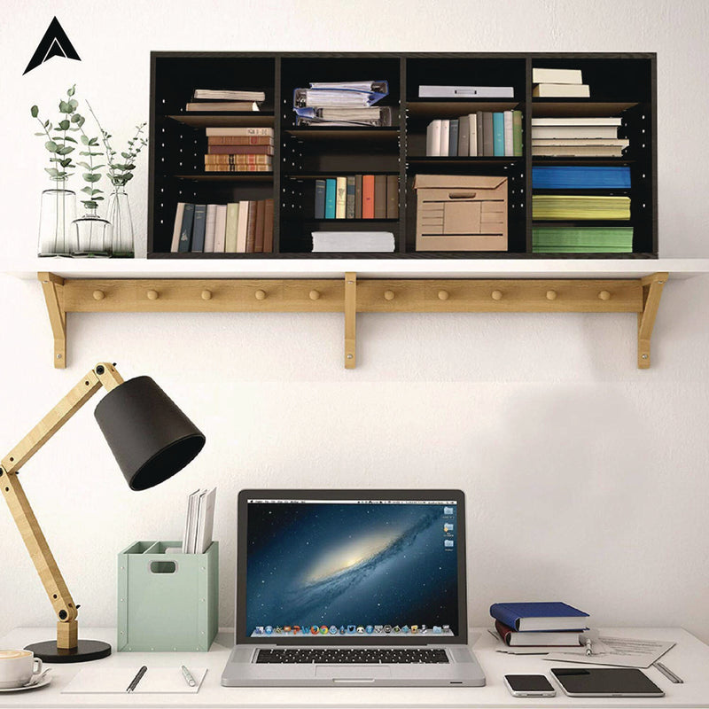 AdirOffice Wood Adjustable 24 Compartment Literature Organizer, 24 Sections, Letter Size, 39.3 x 11.8 x 16.3, Black (ALHI50024BLK) Each
