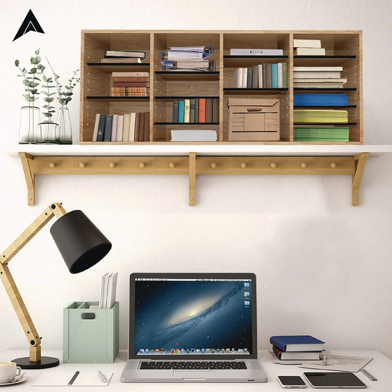 AdirOffice Wood Adjustable 24 Compartment Literature Organizer, 24 Sections, Letter Size, 39.3 x 11.8 x 16.3, Medium Oak (ALHI50024MEO) Each