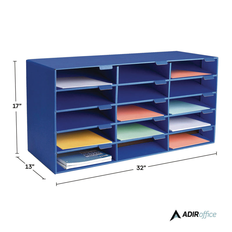 AdirOffice File Classroom Literature Organizer, 15 Sections, Letter Size, 32 x 13 x 17, Blue (ALHI50115BLU) Each