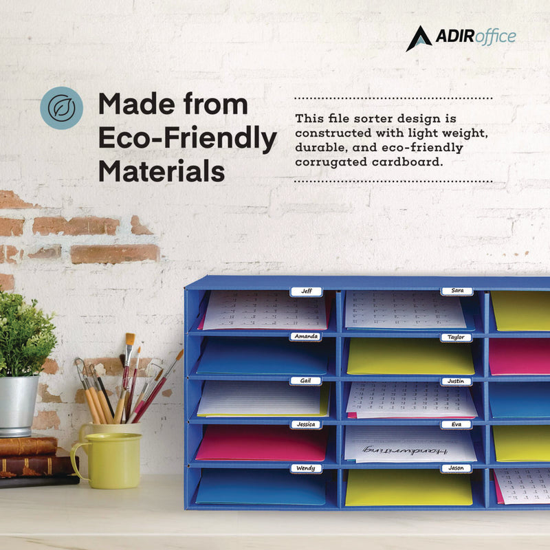 AdirOffice File Classroom Literature Organizer, 15 Sections, Letter Size, 32 x 13 x 17, Blue (ALHI50115BLU) Each