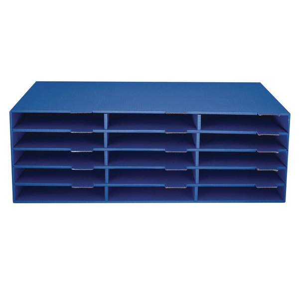 AdirOffice 15-Slot Paper Storage Desk Literature Organizer, 15 Sections, Letter Size, 29 x 13 x 9.5, Blue (ALHI50115CPBLU) Each