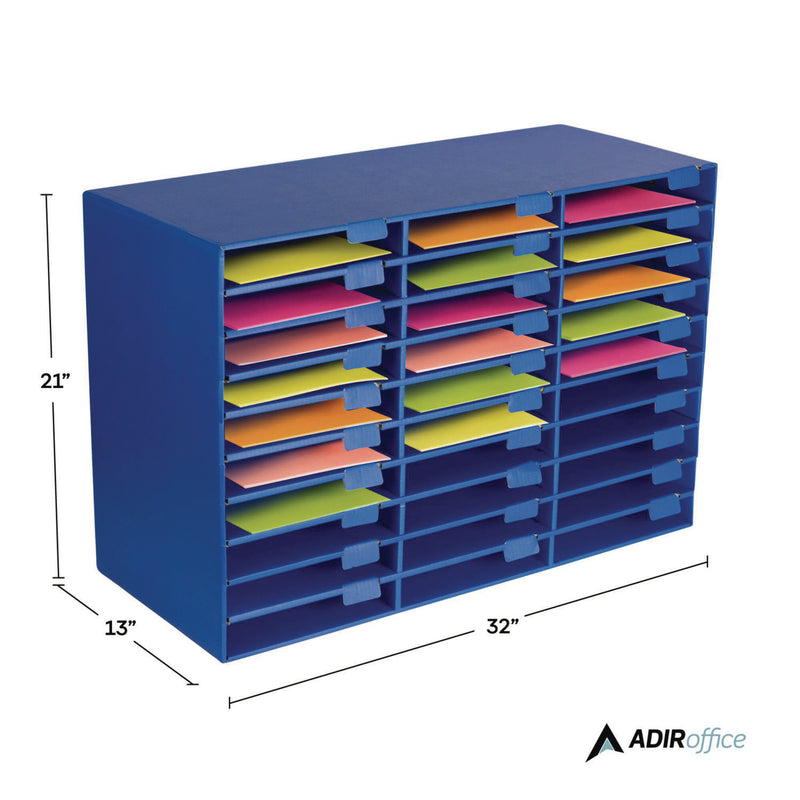 AdirOffice File Classroom Literature Organizer, 30 Sections, Letter Size, 32 x 13 x 21, Blue (ALHI50130BLU) Each