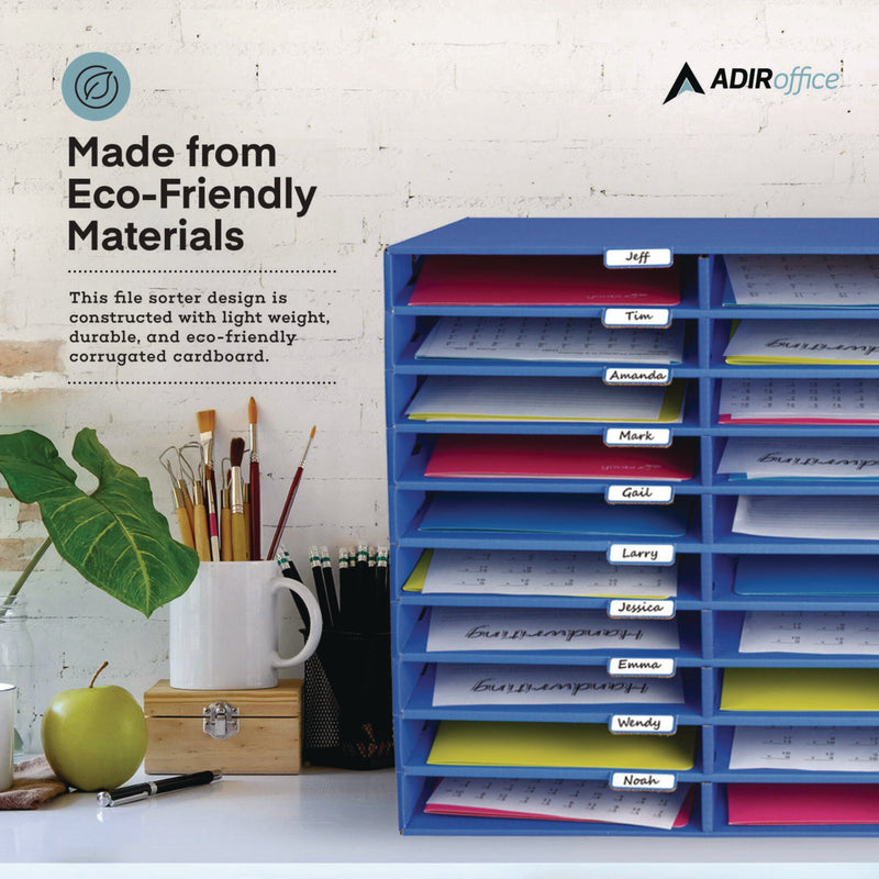 AdirOffice File Classroom Literature Organizer, 30 Sections, Letter Size, 32 x 13 x 21, Blue (ALHI50130BLU) Each