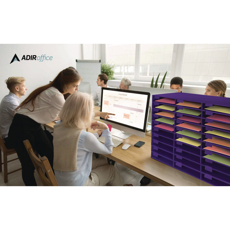 AdirOffice File Classroom Literature Organizer, 30 Sections, Letter Size, 32 x 13 x 21, Purple (ALHI50130PUR) Each