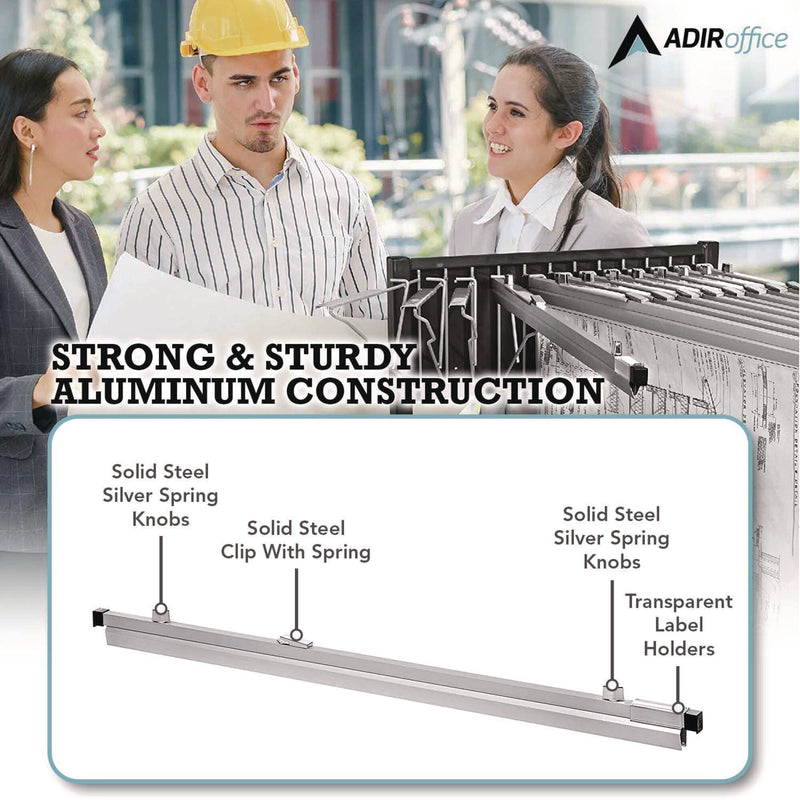AdirOffice Blueprint Large File Document Hanging Clamps, 36" Wide Documents, 36", Silver, 6 Clamps (ALHI6046) Each
