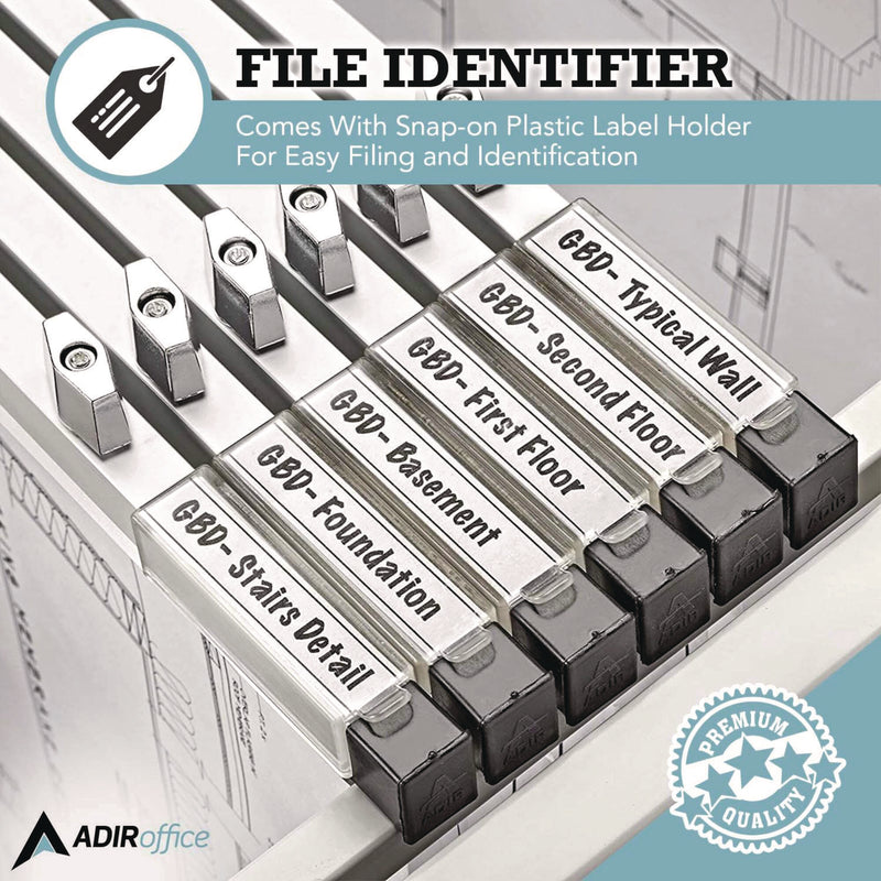 AdirOffice Blueprint Large File Document Hanging Clamps, 36" Wide Documents, 36", Silver, 6 Clamps (ALHI6046) Each