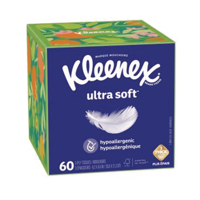 Kleenex® Ultra Soft Facial Tissue, 3-Ply, White, 60 Sheets/Box, 18 Boxes/Carton (KCM54278) Case of 18
