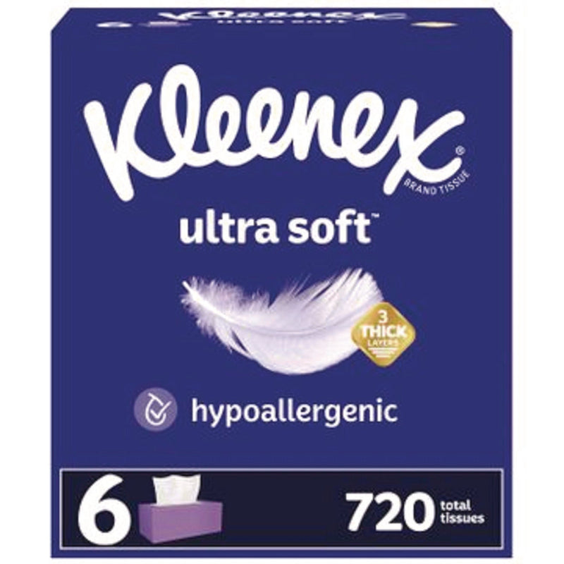 Kleenex® Ultra Soft Facial Tissue, 3-Ply, White, 120/Box, 6 Boxes/Pack, 4 Packs/Carton (KCC54317) Case of 4