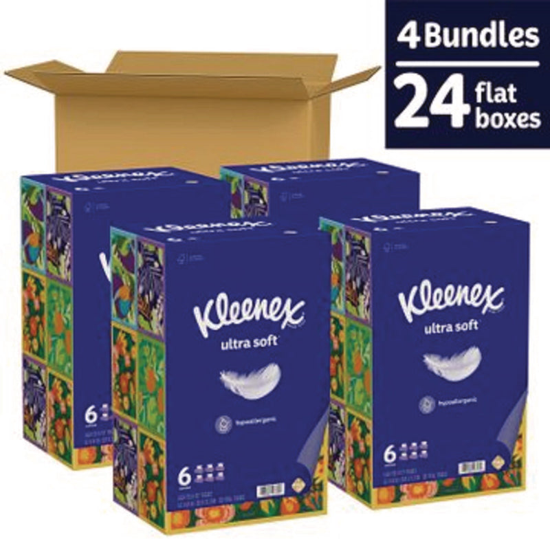 Kleenex® Ultra Soft Facial Tissue, 3-Ply, White, 120/Box, 6 Boxes/Pack, 4 Packs/Carton (KCM54317) Case of 4