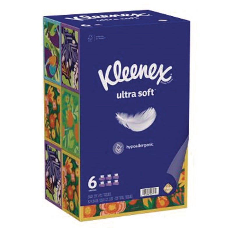 Kleenex® Ultra Soft Facial Tissue, 3-Ply, White, 120/Box, 6 Boxes/Pack, 4 Packs/Carton (KCC54317) Case of 4