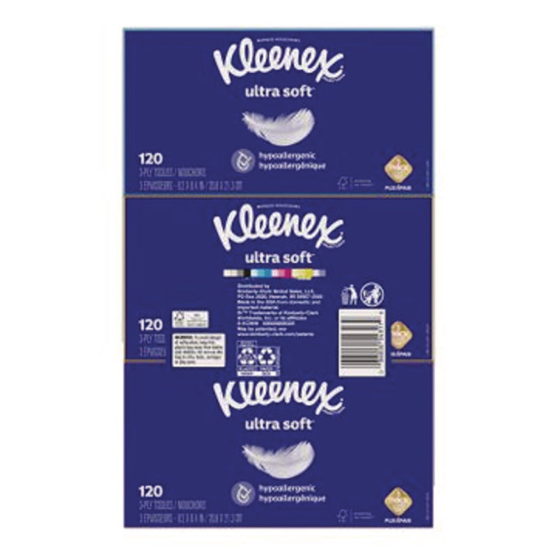 Kleenex® Ultra Soft Facial Tissue, 3-Ply, White, 120/Box, 6 Boxes/Pack, 4 Packs/Carton (KCM54317) Case of 4