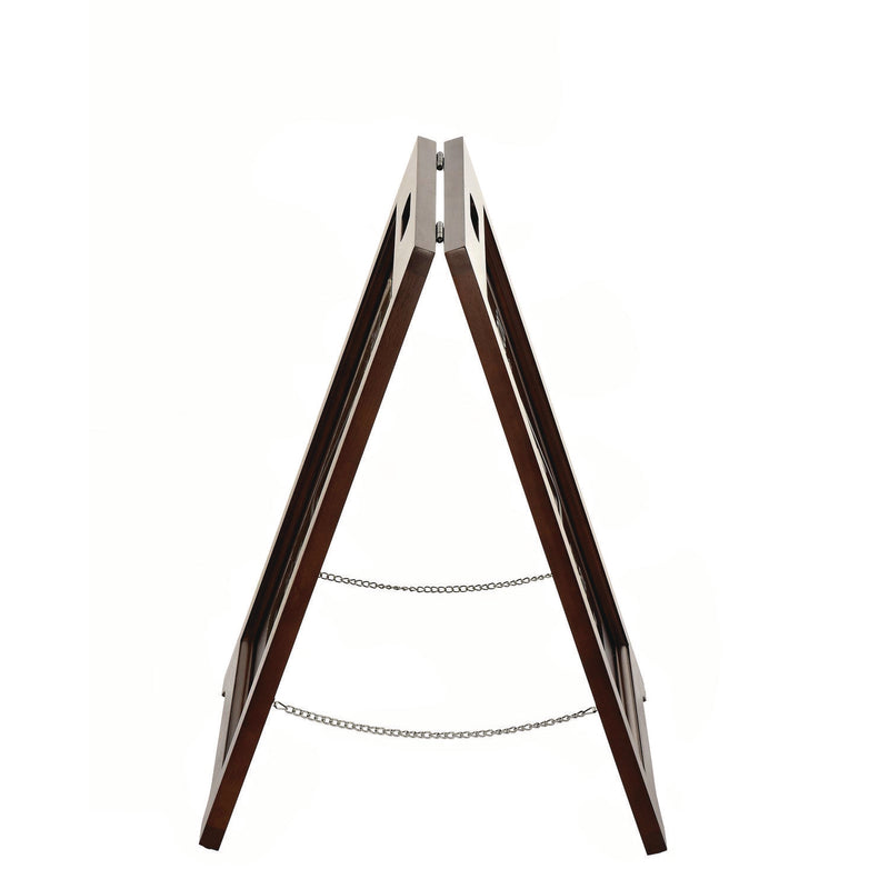 Alpine Industries 2-Sided Plated Wooden A-Frame Bilingual Wet Floor Sign, 15 x 2 x 24, Stainless Steel (ALHALP499SSB) Each