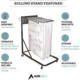AdirOffice Blueprint Storage Cabinet Rolling Stand, Assorted Document Sizes Accomodated, 27" x 28.5" to 46.5" x 46" to 66", Black (ALHI613BLK) Each