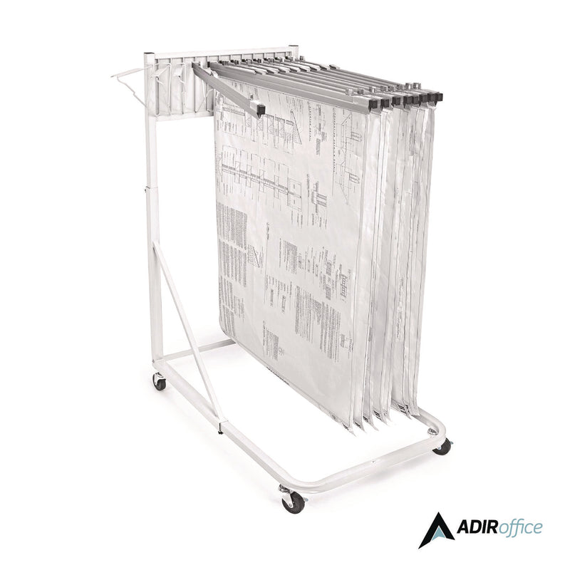 AdirOffice Blueprint Storage Cabinet Rolling Stand, Assorted Document Sizes Accomodated, 27" x 28.5" to 46.5" x 46" to 66", White (ALHI613WHI) Each