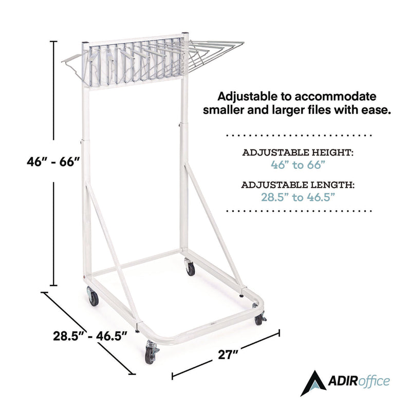 AdirOffice Blueprint Storage Cabinet Rolling Stand, Assorted Document Sizes Accomodated, 27" x 28.5" to 46.5" x 46" to 66", White (ALHI613WHI) Each