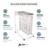 AdirOffice Blueprint Storage Cabinet Rolling Stand, Assorted Document Sizes Accomodated, 27" x 28.5" to 46.5" x 46" to 66", White (ALHI613WHI) Each