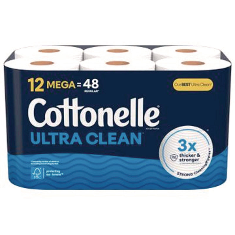 Cottonelle® Ultra CleanCare Toilet Paper, Strong Bath Tissue, Septic Safe, 1-Ply, White, 284 Sheets/Roll, 12 Rolls/Pack, 4 Packs/Carton (KCM55480) Case of 4