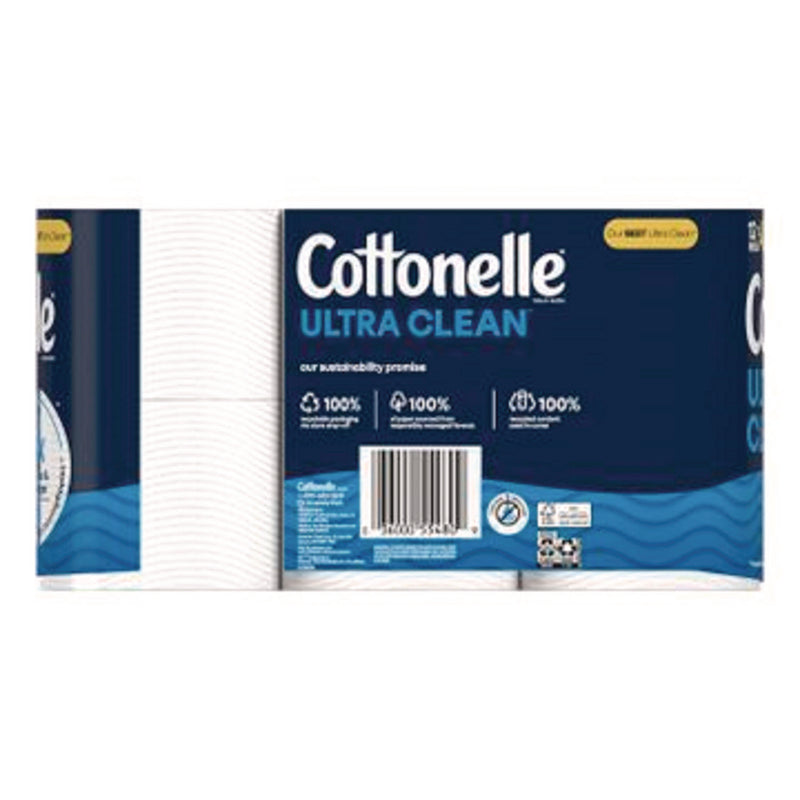 Cottonelle® Ultra CleanCare Toilet Paper, Strong Bath Tissue, Septic Safe, 1-Ply, White, 284 Sheets/Roll, 12 Rolls/Pack, 4 Packs/Carton (KCM55480) Case of 4