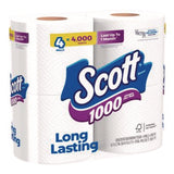 Scott® 1000 Bathroom Tissue, Septic Safe, 1-Ply, White, 1,000 Sheets/Roll, 4 Rolls/Pack, 12 Packs/Carton (KCM10183) Case of 12