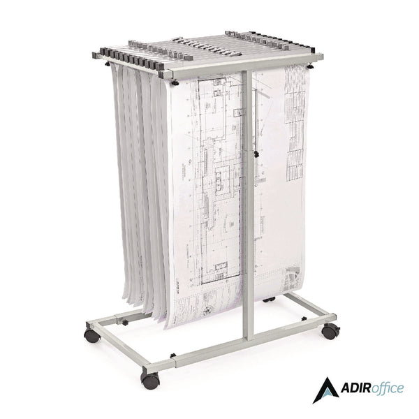 AdirOffice Blueprint Storage Cabinet Steel Vertical Plan Center, Asst Document Sizes, 15" x 27" to 47.25" x 32.5" to 57", Gray (ALHI614) Each