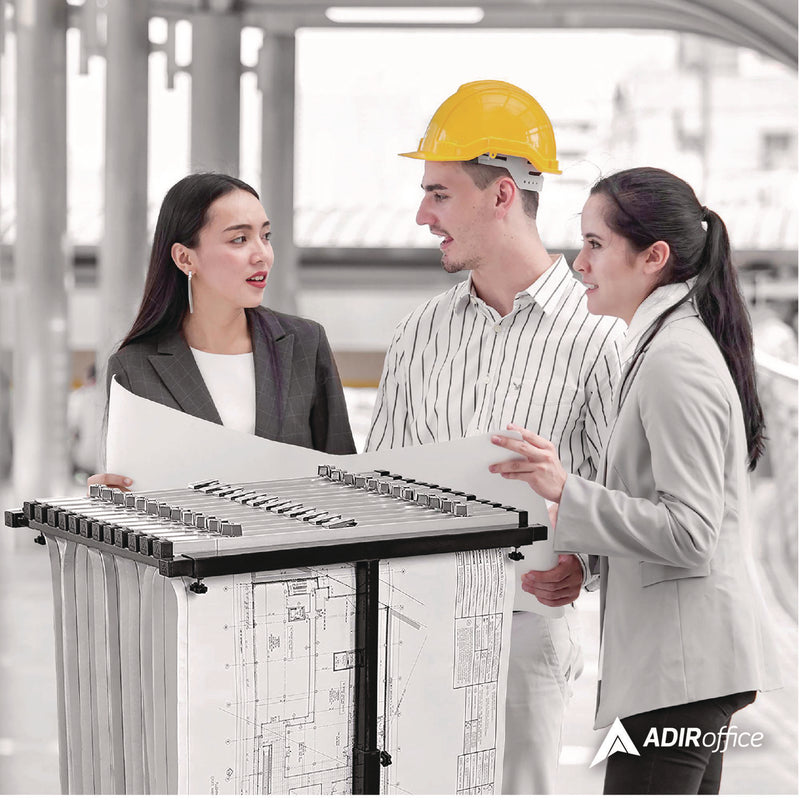 AdirOffice Blueprint Storage Cabinet Steel Vertical Plan Center, Assorted Document Sizes,15" x 27" to 47.25" x 32.5" to 57", Black (ALHI614BLK) Each