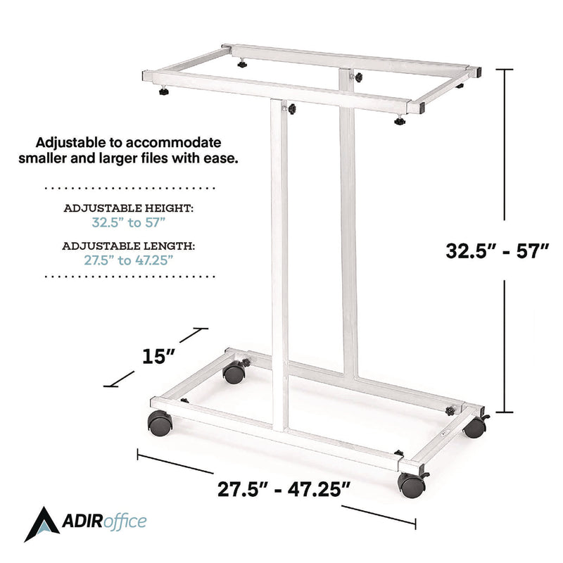 AdirOffice Blueprint Storage Cabinet Steel Vertical Plan Center, Assorted Document Sizes, 15" x 27" to 47.25" x 32.5" to 57", White (ALHI614WHI) Each