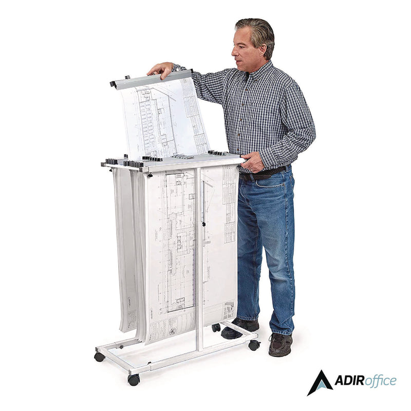 AdirOffice Blueprint Storage Cabinet Steel Vertical Plan Center, Assorted Document Sizes, 15" x 27" to 47.25" x 32.5" to 57", White (ALHI614WHI) Each