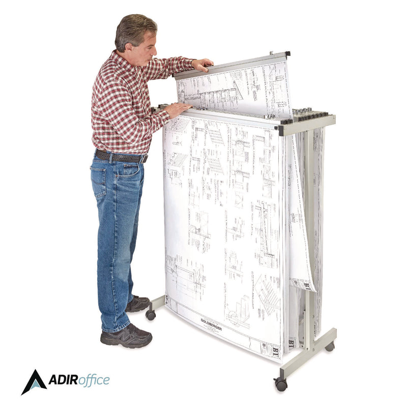 AdirOffice Expandable Blueprint Storage Cabinet Mobile Plan Center, Assorted Document Sizes, 20.5" x 28" to 46.5" x 50.75", Beige (ALHI615) Each